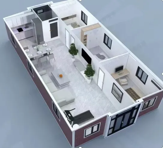 Casa Modular Sellada para el Clima con Dos Secciones Laterales Expandibles para Uso Temporal o Permanente Versátil