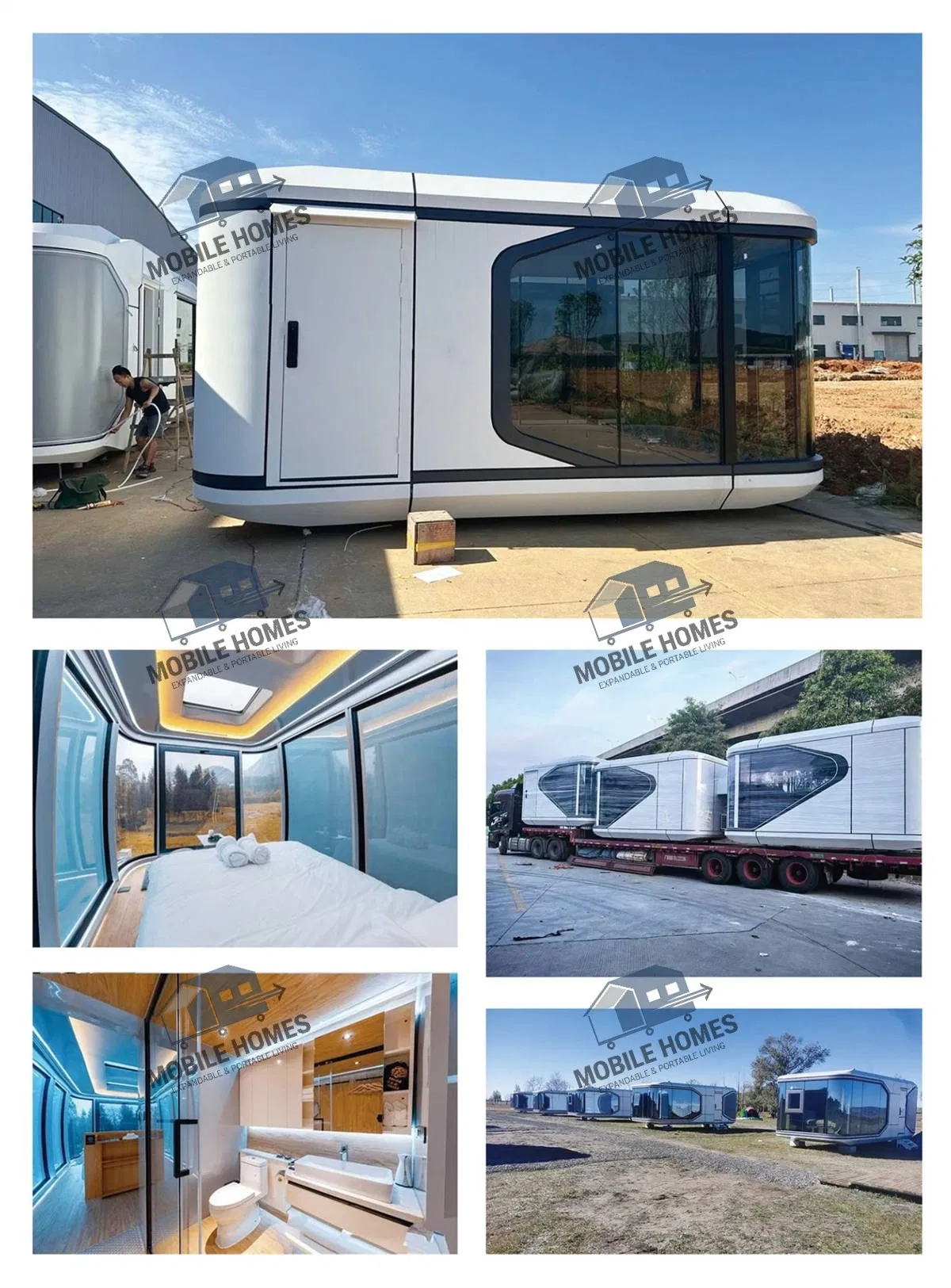 Casa cápsula modular inteligente prefabricada resistente a tifones para lugares de turismo rural