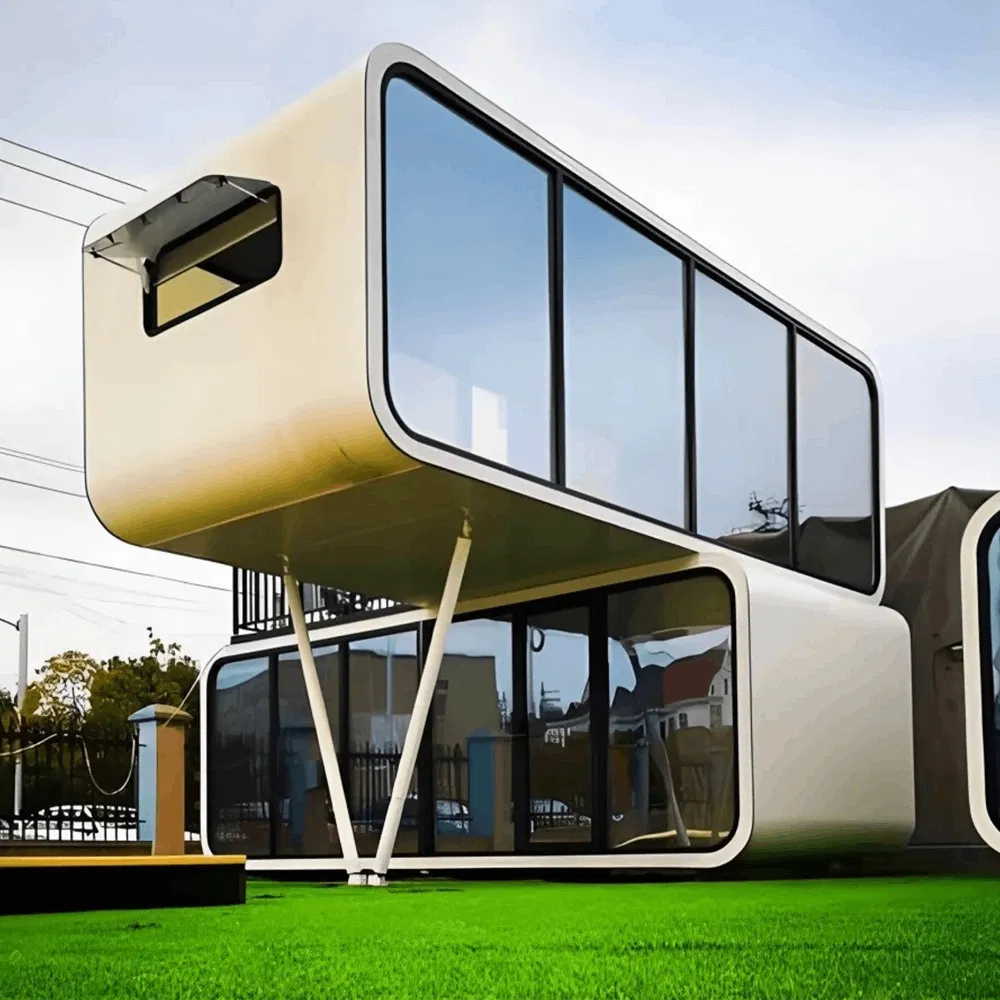 Casa cápsula de lujo, unidad modular prefabricada con baño completo y aire acondicionado para estancia de turistas, casa contenedor