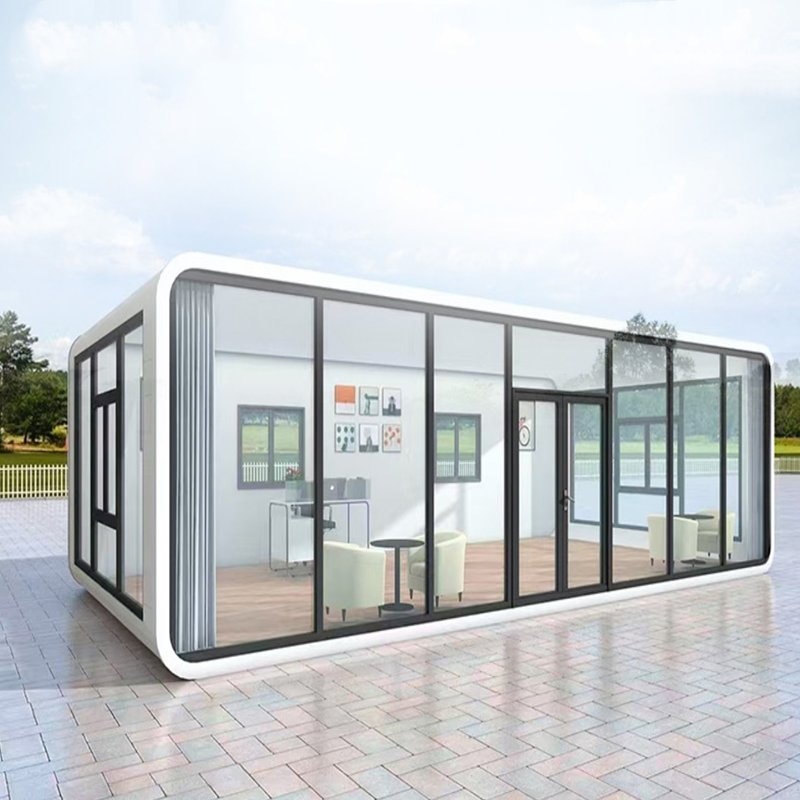Casa modular prefabricada lista para negocios, oficina inteligente amueblada, cabaña Apple