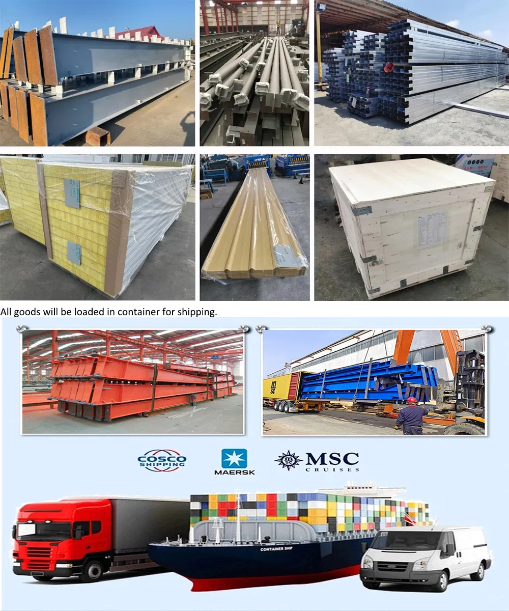 Estructura modular de acero portátil prefabricada con revestimiento galvanizado