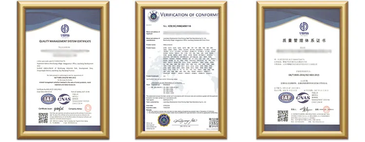 Certificación de calidad de estructura de acero