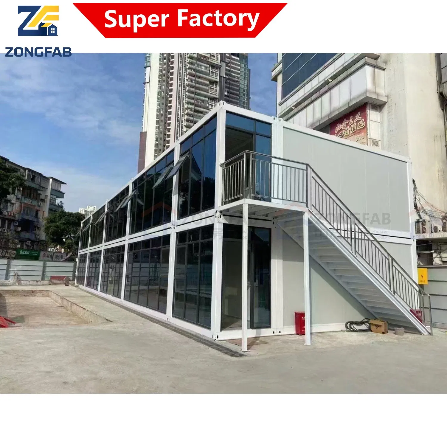 Historia de varios pisos, construcción comercial moderna permanente, oficina desmontable, ensamblaje prefabricado, edificio modular, vivienda en contenedor