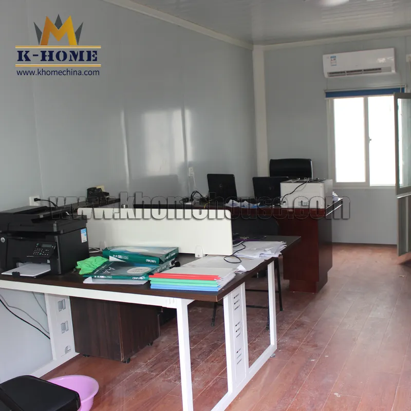 Edificio de Oficina Modular Prefabricado 20FT 40FT con Pared de Vidrio