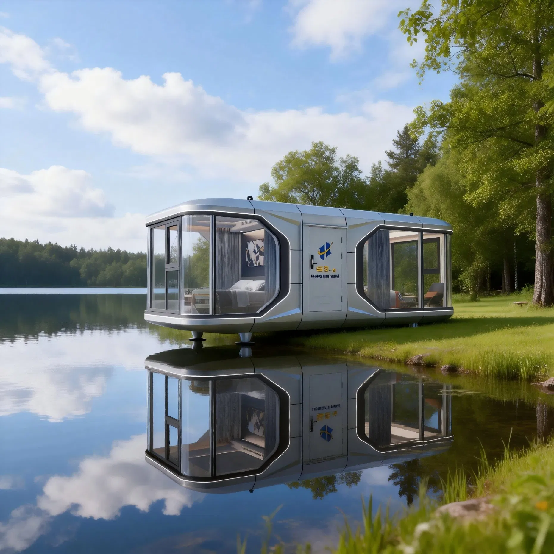 Casa cápsula pequeña en venta, cabaña modular inteligente