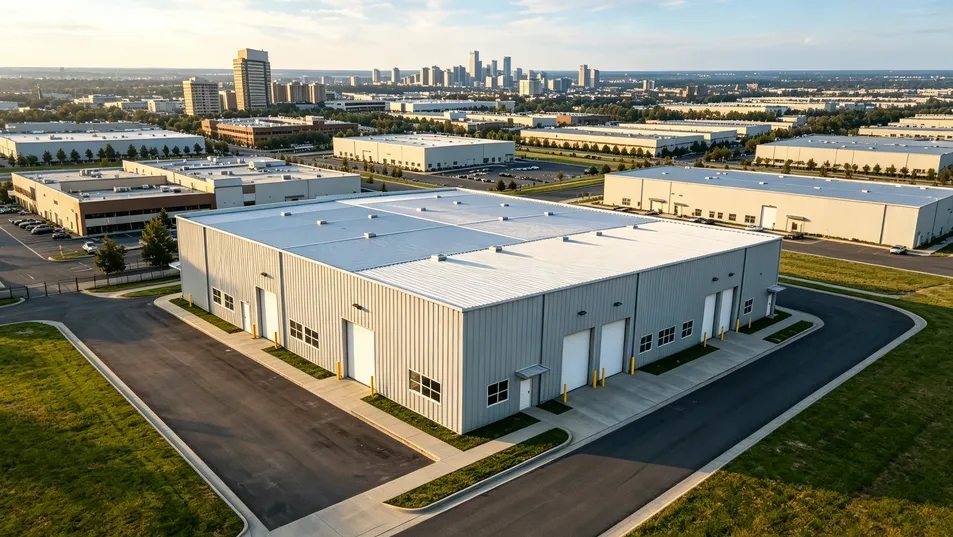 Estructura de acero industrial moderna con construcción modular flexible y soluciones de materiales que ahorran energía