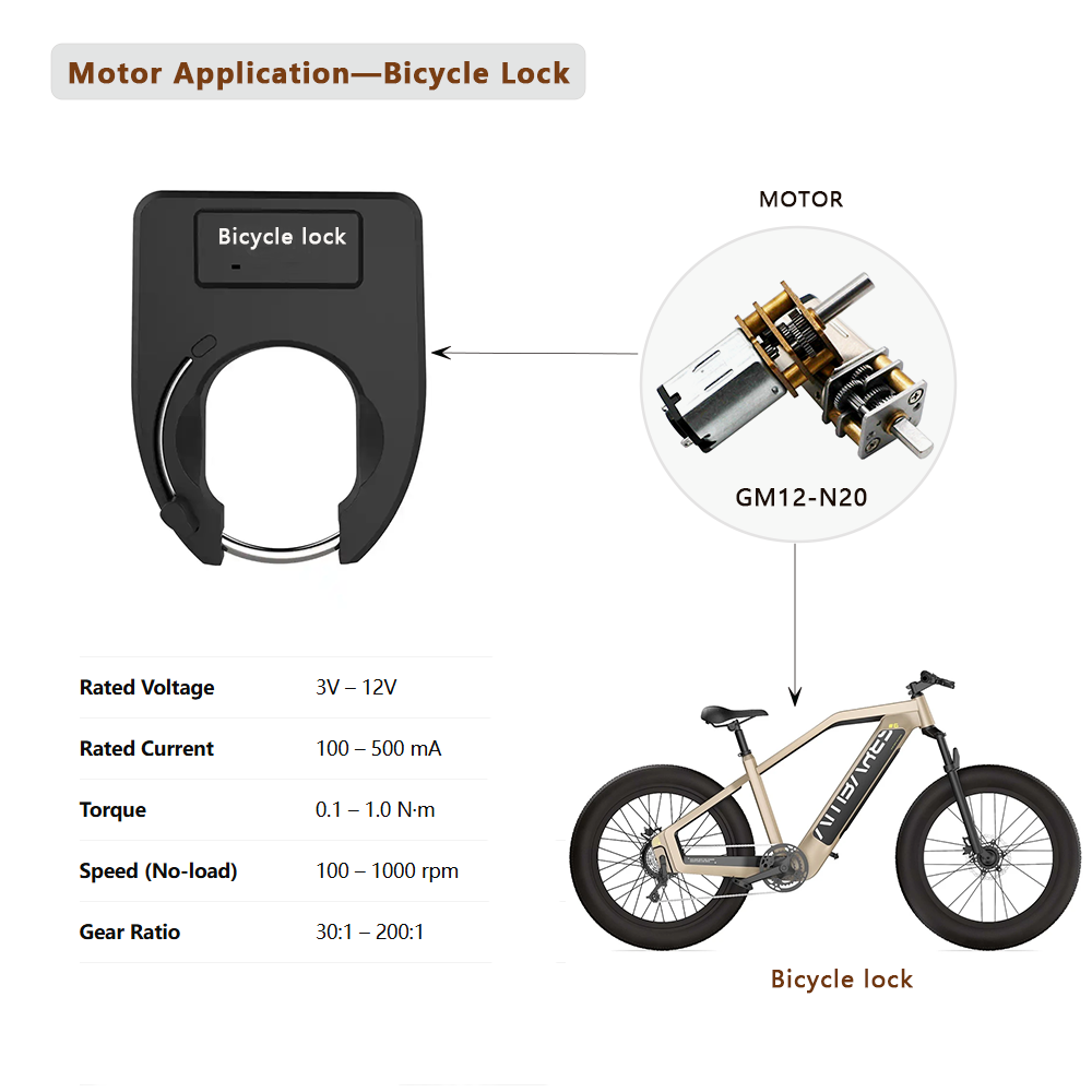 Customized N20 6V DC Motor with 12mm Smart Lock Brush Commutation and Permanent Magnet Construction Customized DC Gear Motor