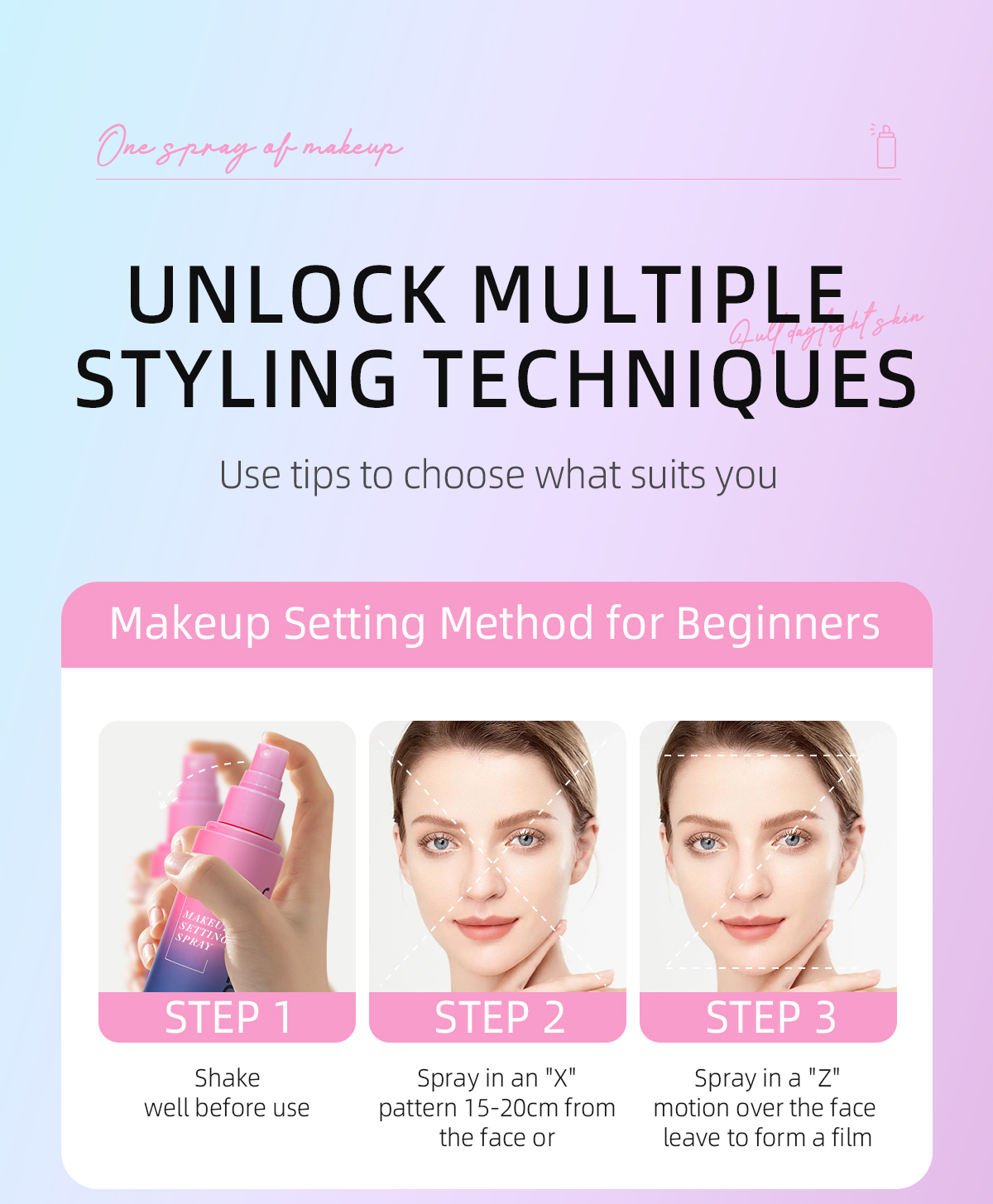 MAFFICK Water Resistant Long Lasting Makeup Setting Spray Oil Control Hydrating Fine Mist Fixer Keeps Foundation Fresh All Day