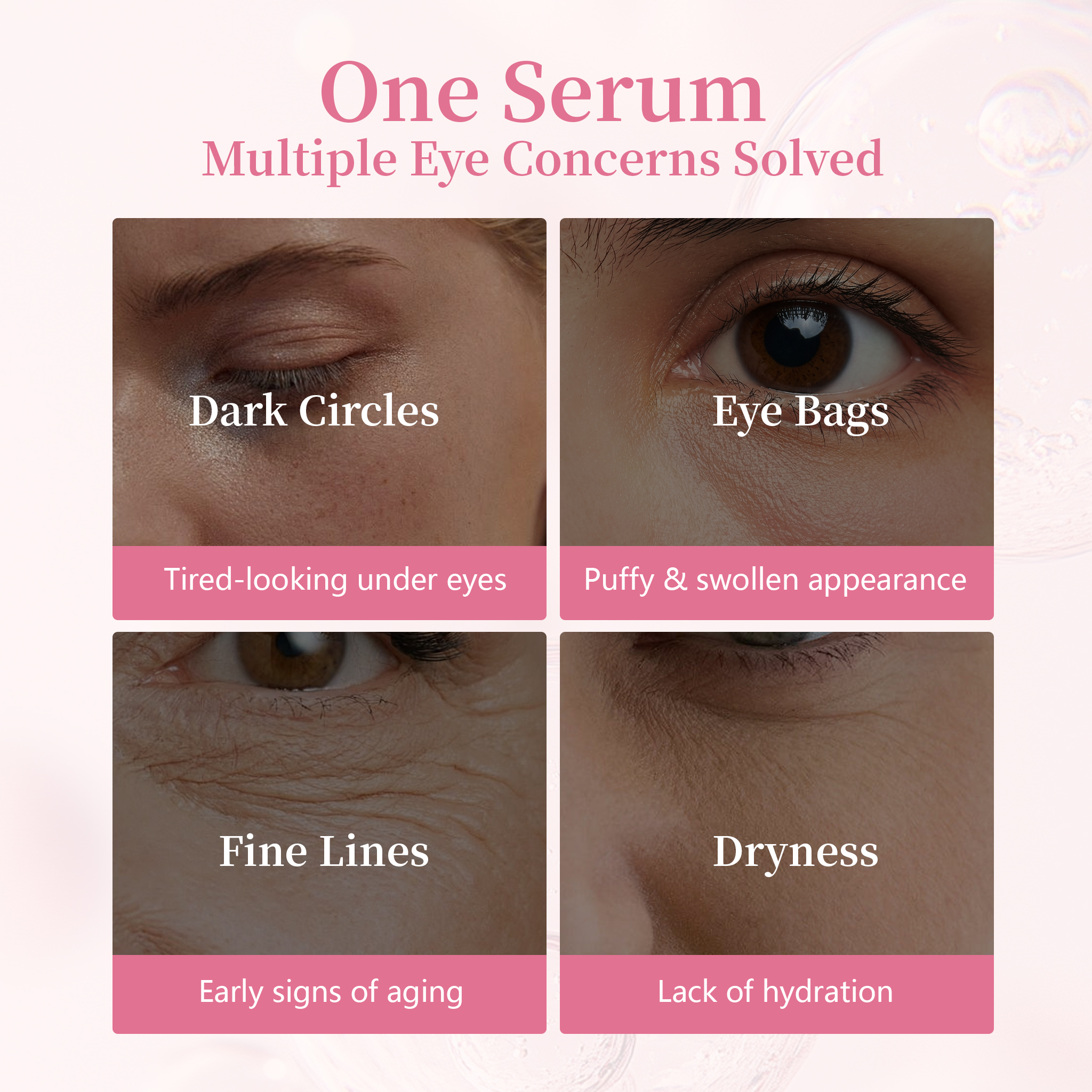 Wholesale PDRN Pink Peptide Eye Serum Anti Aging Eye Cream For Dark Circles Squalane Moisturizing Lifting Firming Private Label