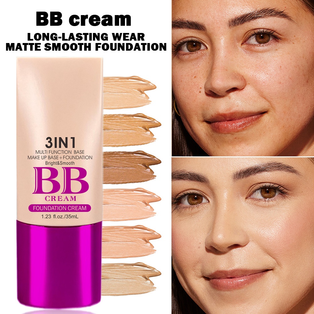 QICIY Lightweight BB Cream Natural Coverage Brightening Long Lasting Breathable Refreshing Liquid Foundation All Skin Types