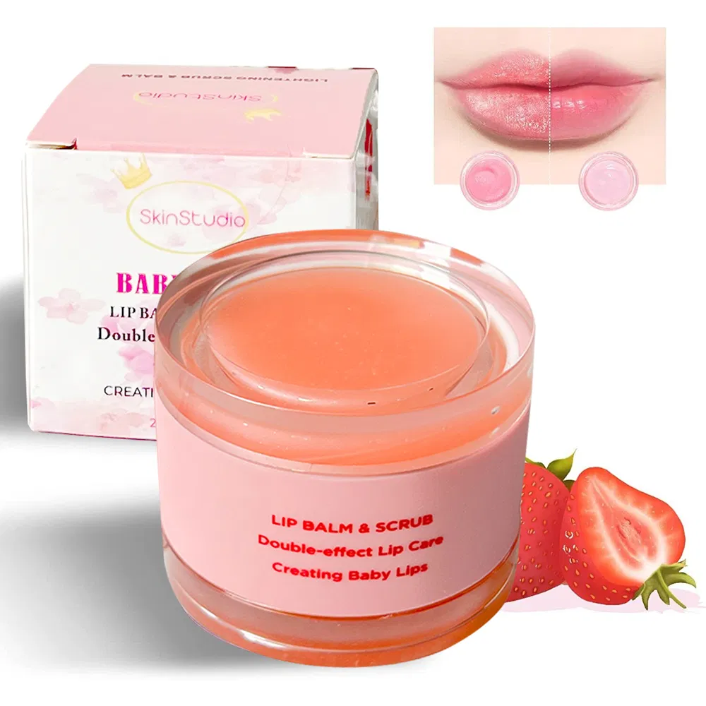 Valentine's Day Gift Ideas 2023 Wholesale Custom Private Label Organic Vegan Cute Peach &amp; Soften Pink Lip Scrub Lip Balm