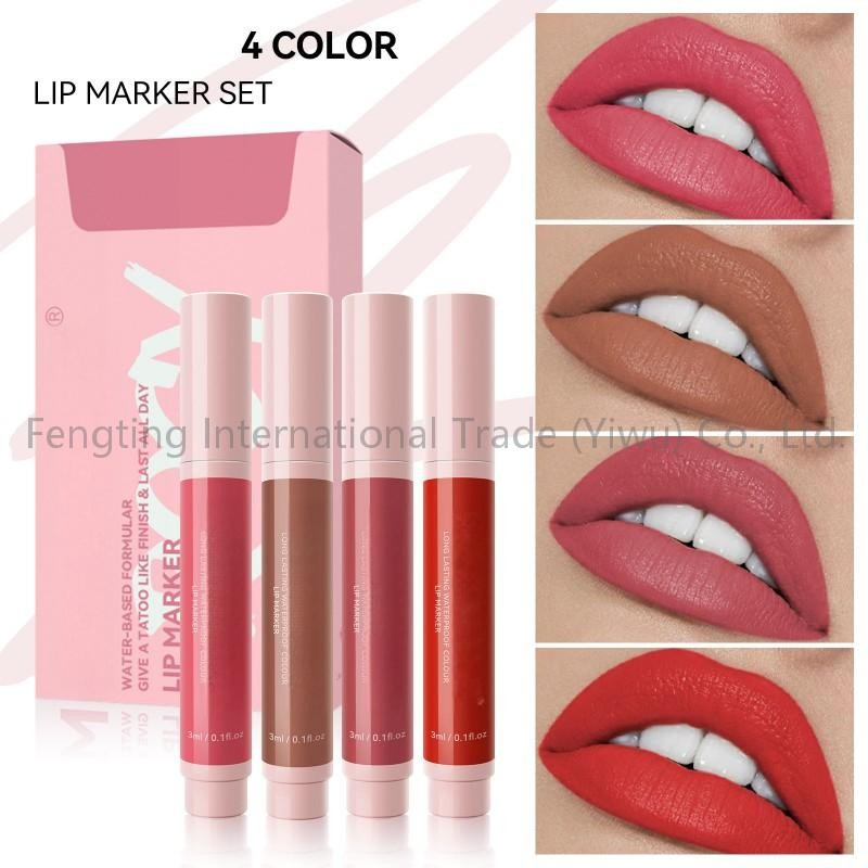 Matte Smooth Texture Non-Stick Lip Tint Pen Waterproof Long-Lasting Mineral Colourable Marker Long-Lasting Lip Liner Set