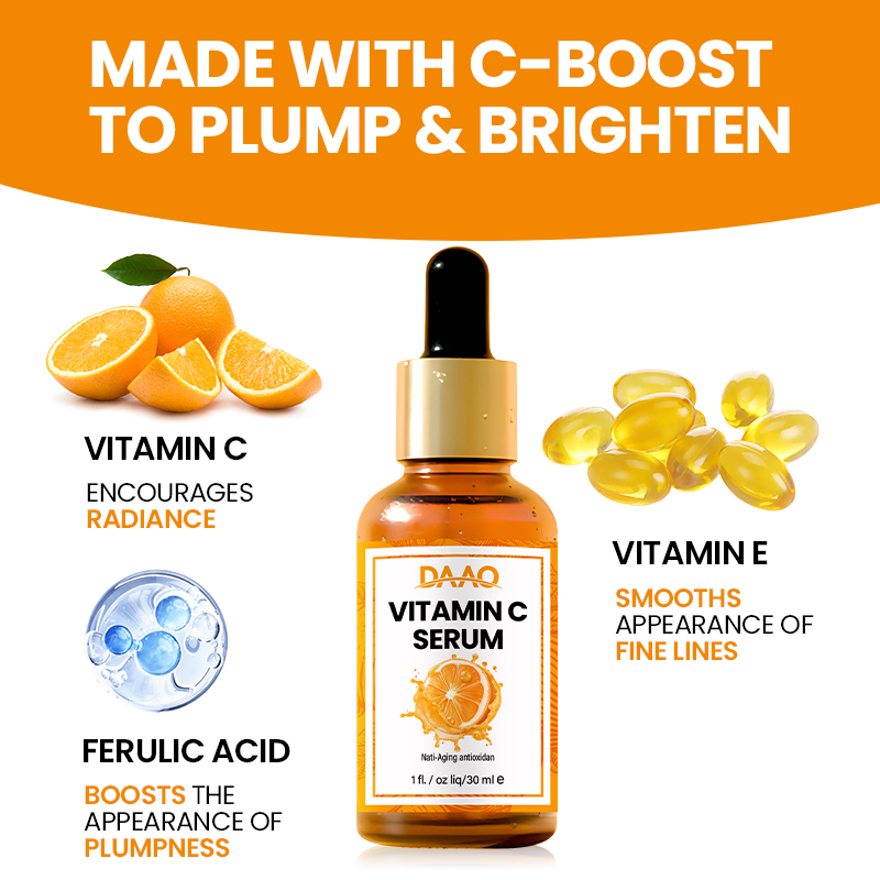 Private Label Brightening Makeup Primer Vitamin C Face Serum With Hyaluronic Acid Ferulic Acid And Vit E