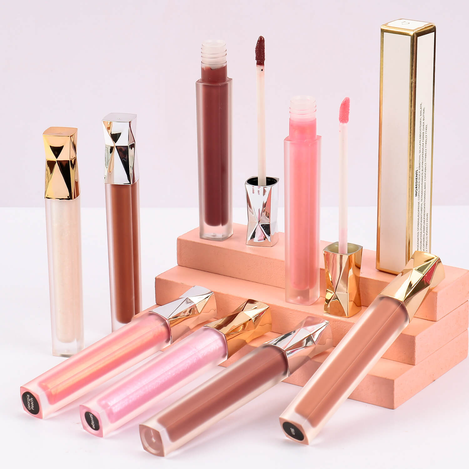 Wholesale Customized Logo Private Label Glossy Liquid Lipstick Moisturizing Matte Nude Long Lasting Lip Gloss