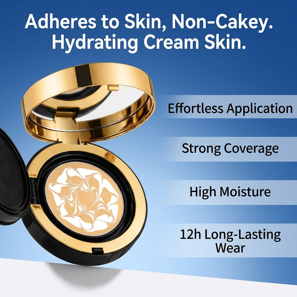High Coverage Waterproof Liquid Air Cushion Foundation CC/BB Cream SPF 50 Dewy Finish Lightening Whitening Natural