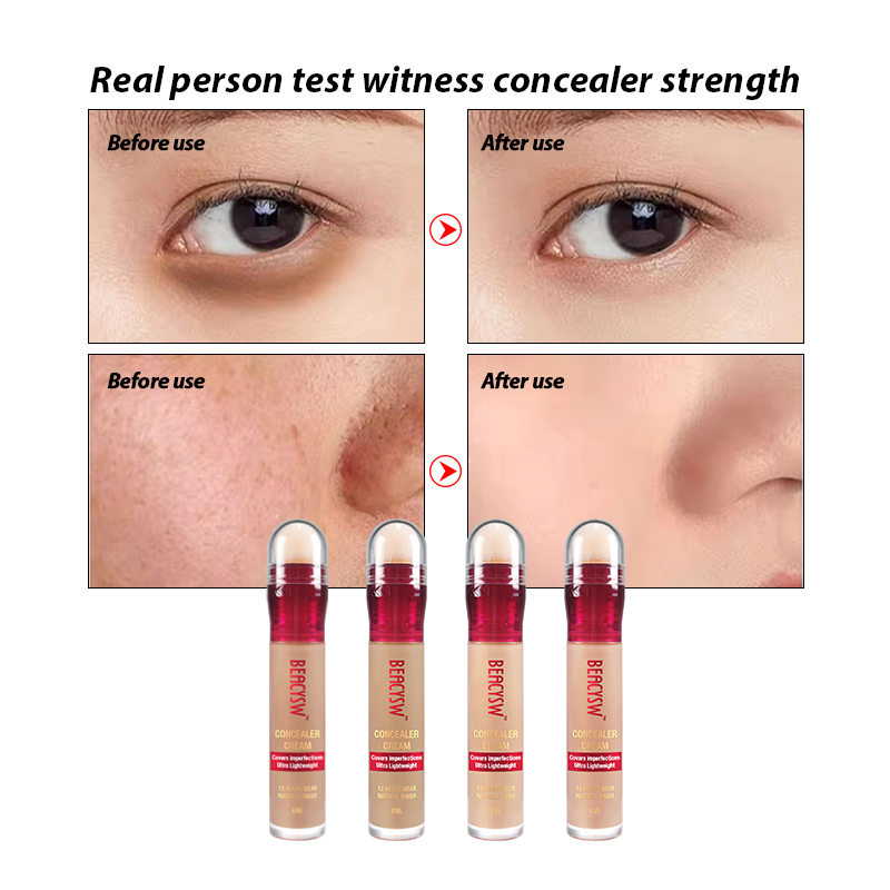 Foundation &amp; Concealer Stick With Built-in Brush, Long-Wear Matte Korean Full-Coverage Makeup, Waterproof Hydrating Contour
