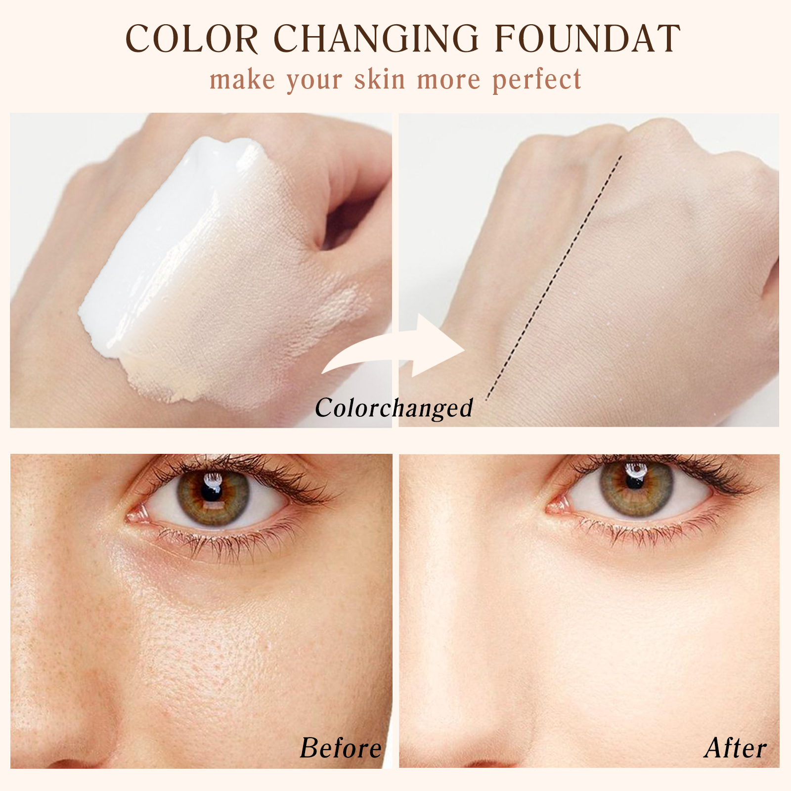 SPF 50+ Longwearing Waterproof Create Natural Makeup Medium Spectrum Full Coverage Concealer Hydrating Color Changing Foundation