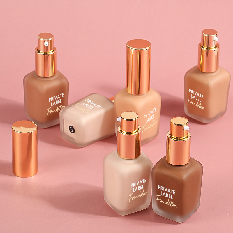 Custom OEM Natural Cosmetics Spf 15 Long Lasting Waterproof Full Coverage Light Weight Private Label Matte Liquid Foundation