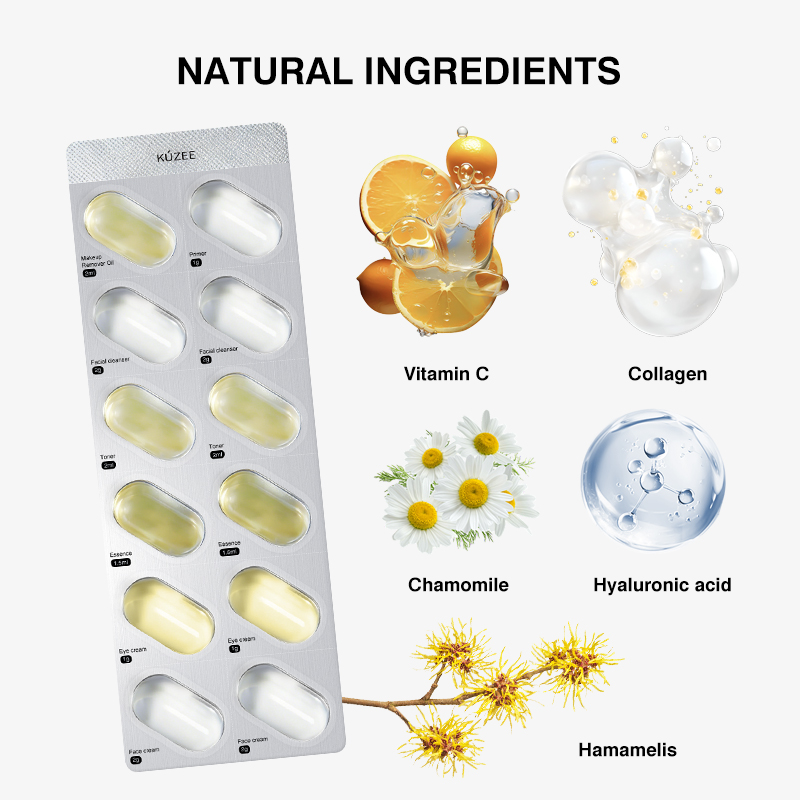 All In One Primer Makeup Removal Oil Cleansing Skincare Toner Eye Cream Face Cream Serum Capsules Skin Care Set