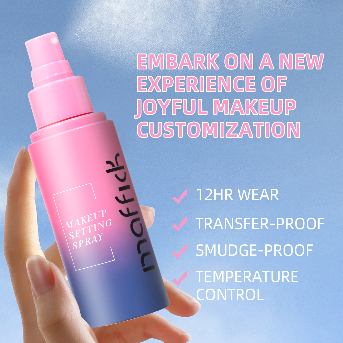 MAFFICK Water Resistant Long Lasting Makeup Setting Spray Oil Control Hydrating Fine Mist Fixer Keeps Foundation Fresh All Day