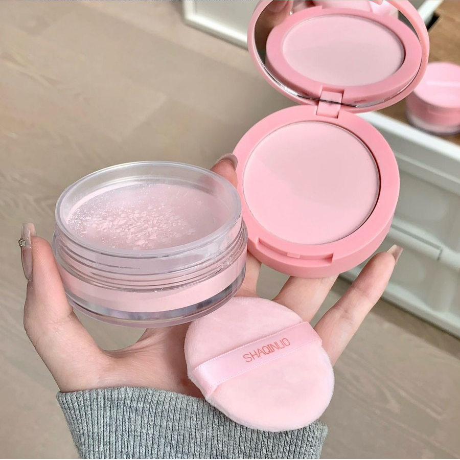 SHAQINUO Wholesale 2 in 1 PRESSED POWDER Long Wearing Brighten Sensitive Smudge Proof Blurring Matte Makeup Setting Powder