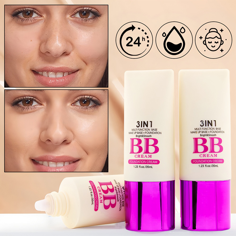 QICIY Lightweight BB Cream Natural Coverage Brightening Long Lasting Breathable Refreshing Liquid Foundation All Skin Types