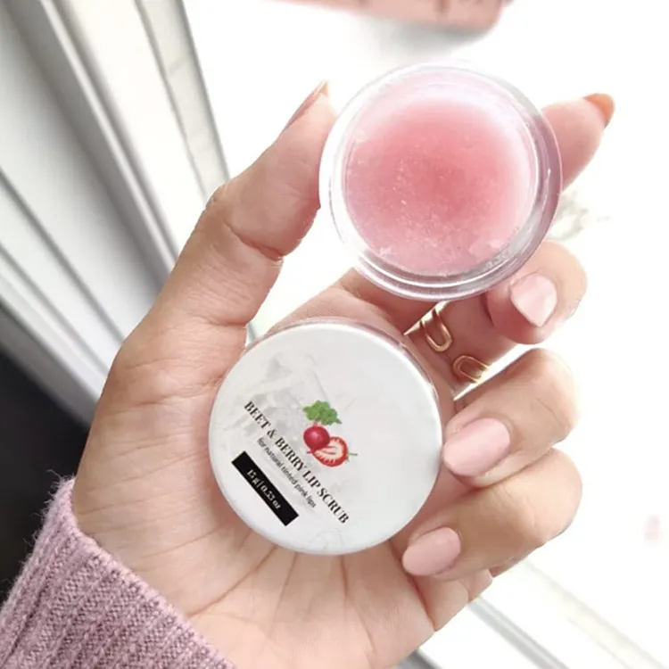 Private Label Beet & Berry Lip Scrub Exfoliator & Moisturizer Pink Lip Sugar Scrub