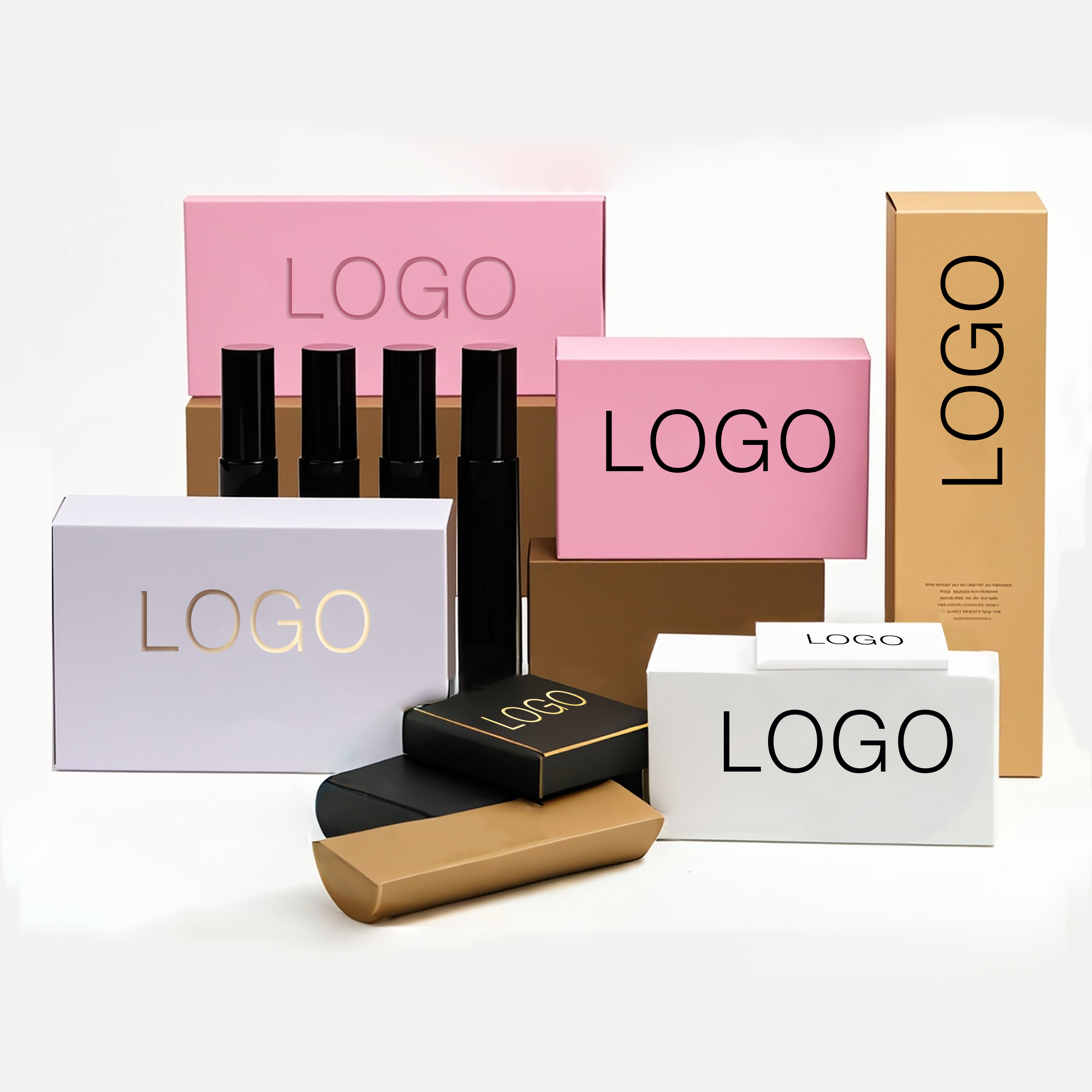Wholesale Custom Lipstick Box Gold Silver Holographic Paper Lip Gloss Packaging MOQ 100pcs with Embossing Printing Handling
