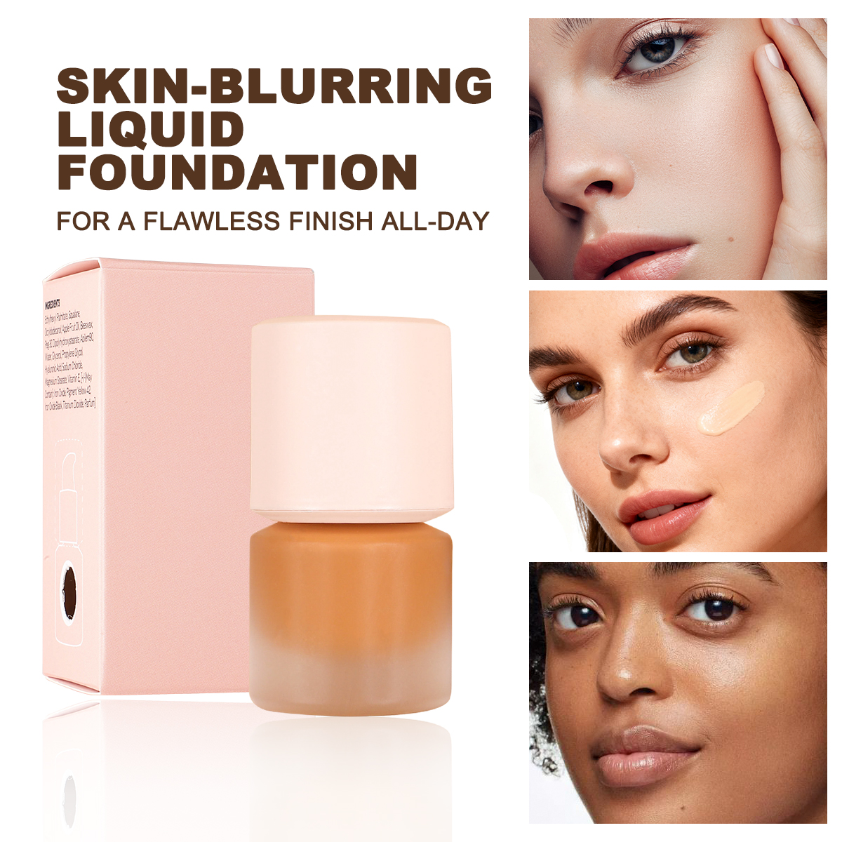 Wholesale Skin-blurring Liquid Foundation Liquid Full Cover Long Lasting Private Label Matte Waterproof Makeup Foundation