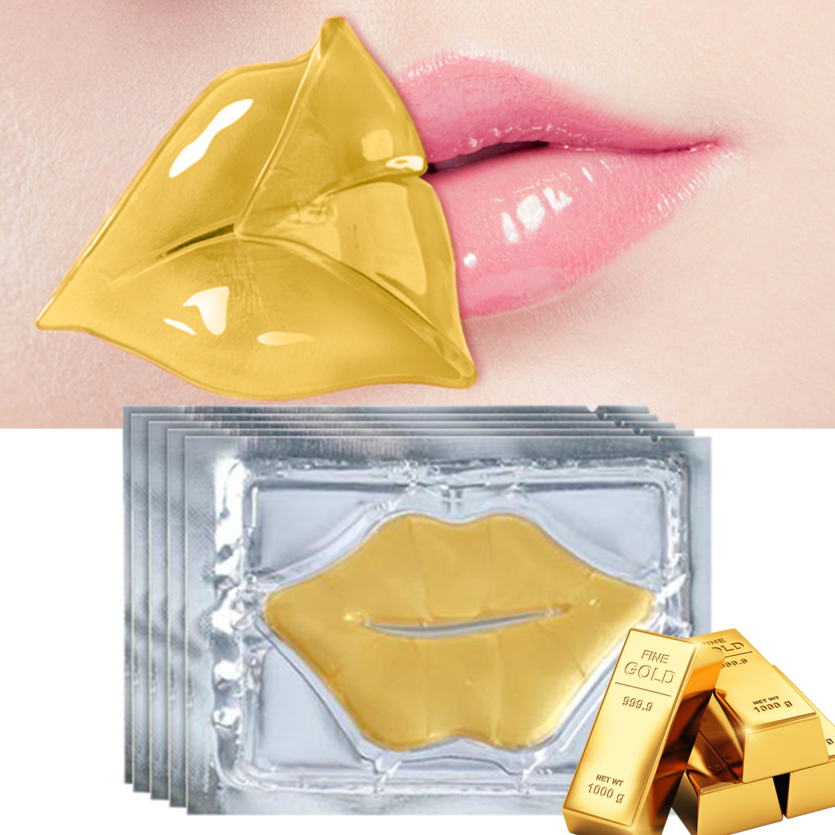 Korean Organic Vitamin C Aloe Vera Lipmask Moisturizing Crystal Sheet Sleeping Collagen Mask Vegan Whitening Feature Beauty