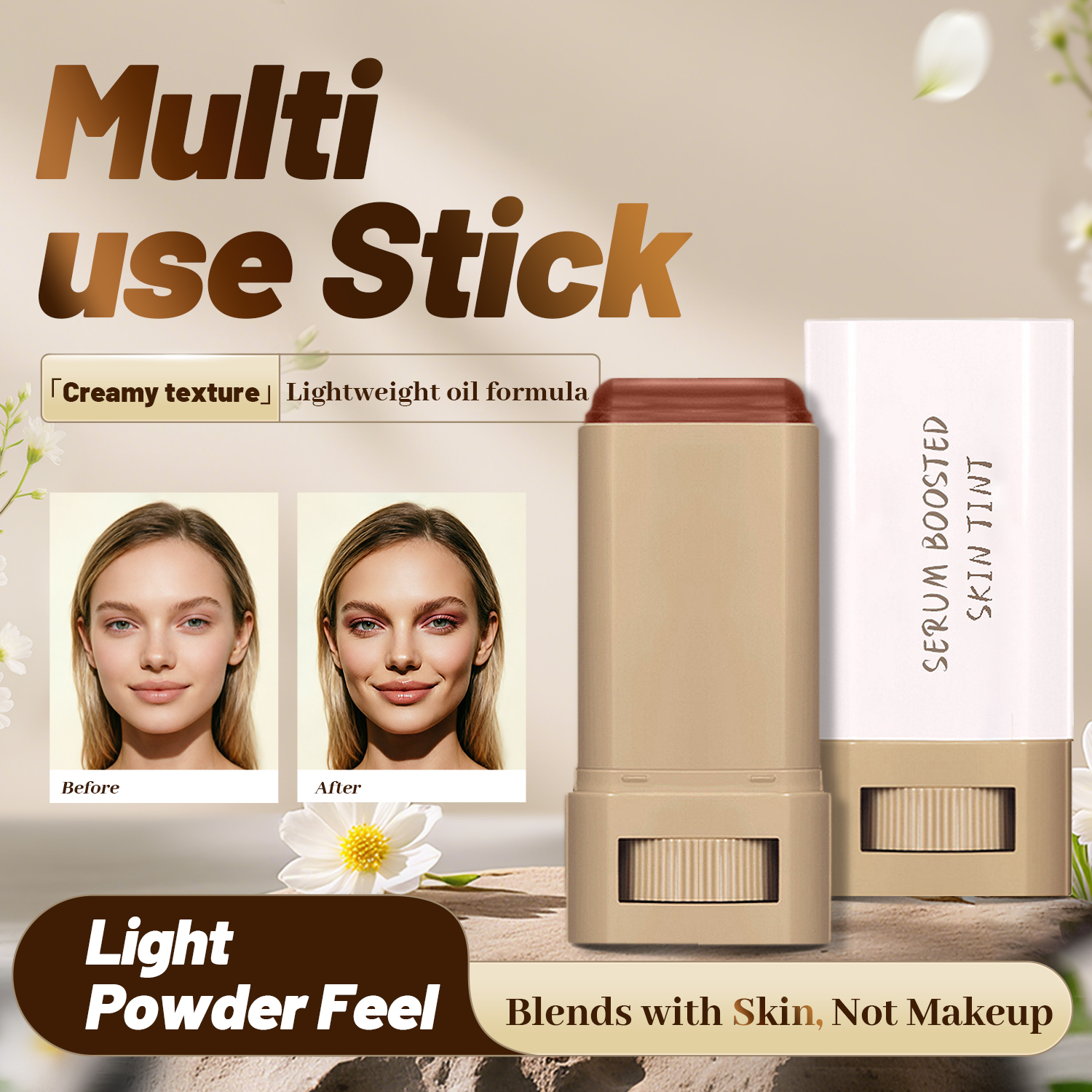 OEM Private Label Multi Use Stick Serum Boosted Skin Tint Foundation Contour Blush Makeup Stick