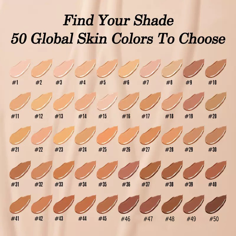 Professional Full Coverage Liquid Foundation Concealer Long Lasting Waterproof Sweatproof Natural Finish Oil-Control 24H Wear