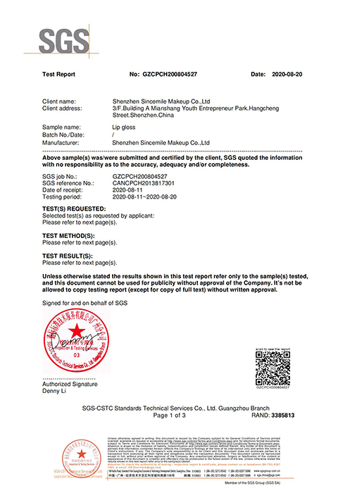 SGS Certificate