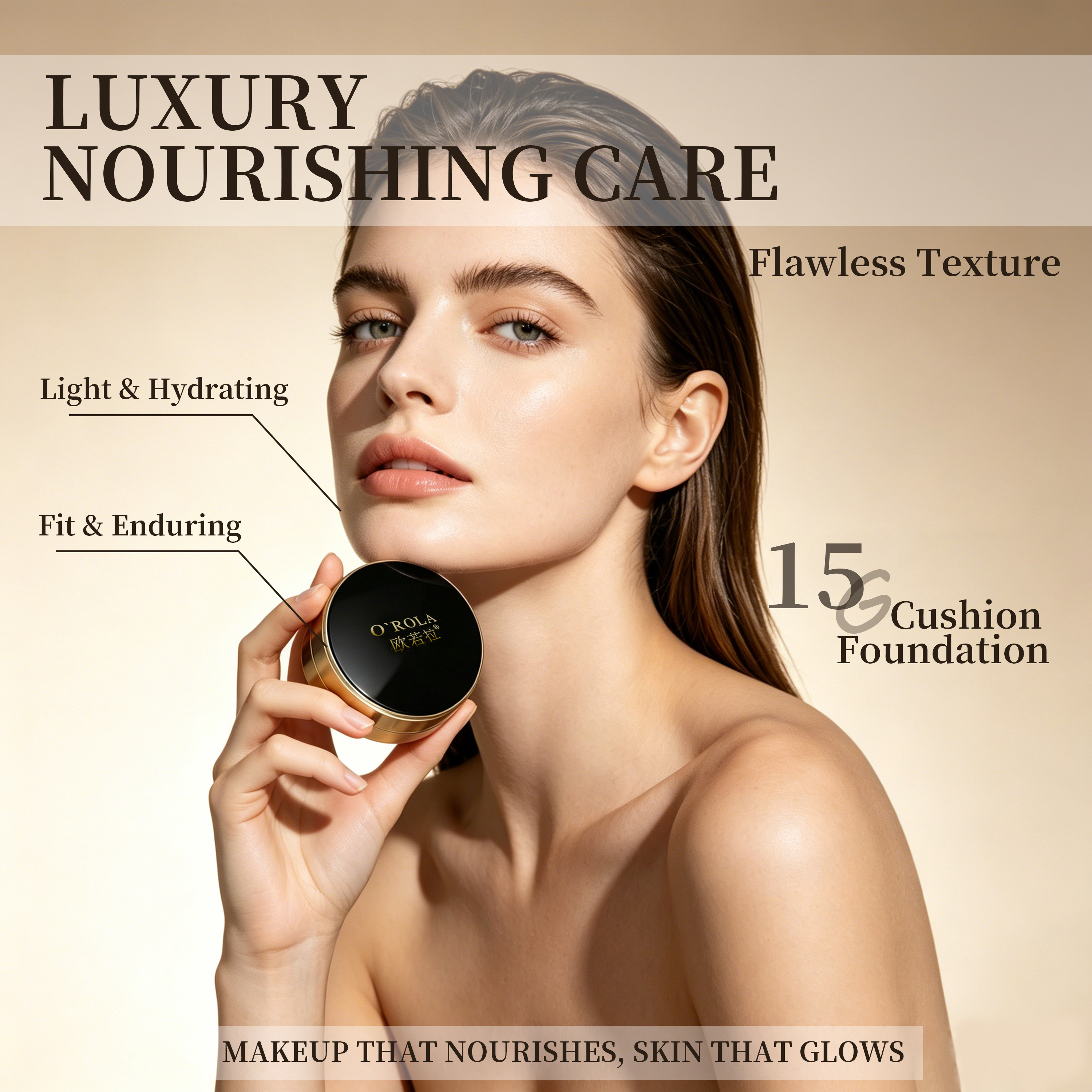 O'ROLA Private Label Bifida Cushion Foundation Niacinamide Concealer Hydrating BB Cream OEM Custom Logo 15g Brighten Moisturizer