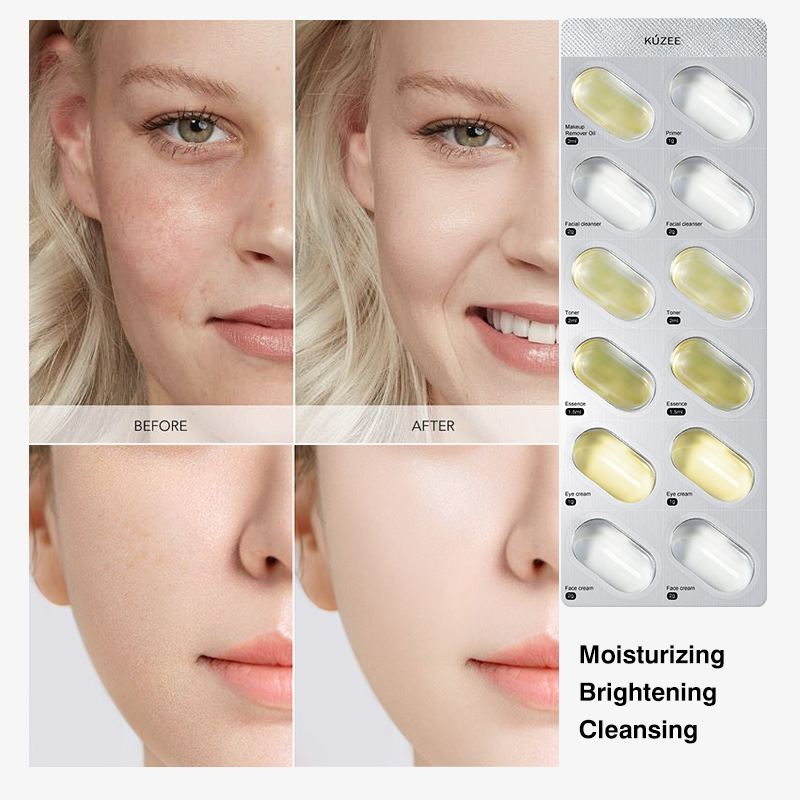 All In One Primer Makeup Removal Oil Cleansing Skincare Toner Eye Cream Face Cream Serum Capsules Skin Care Set