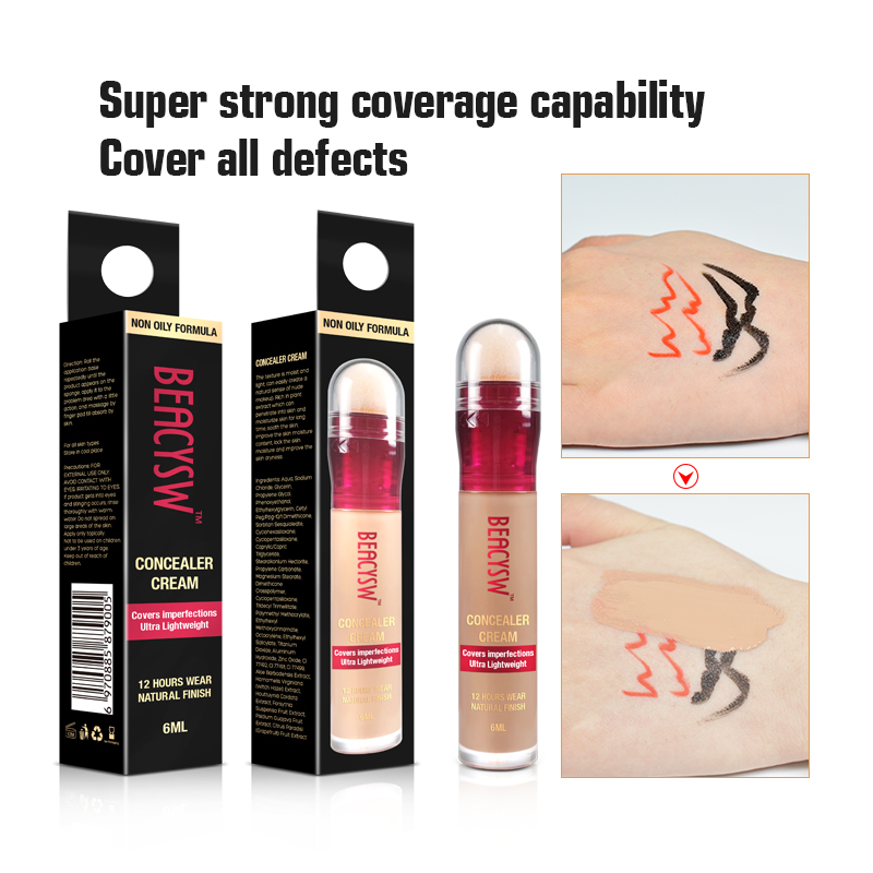 Foundation &amp; Concealer Stick With Built-in Brush, Long-Wear Matte Korean Full-Coverage Makeup, Waterproof Hydrating Contour