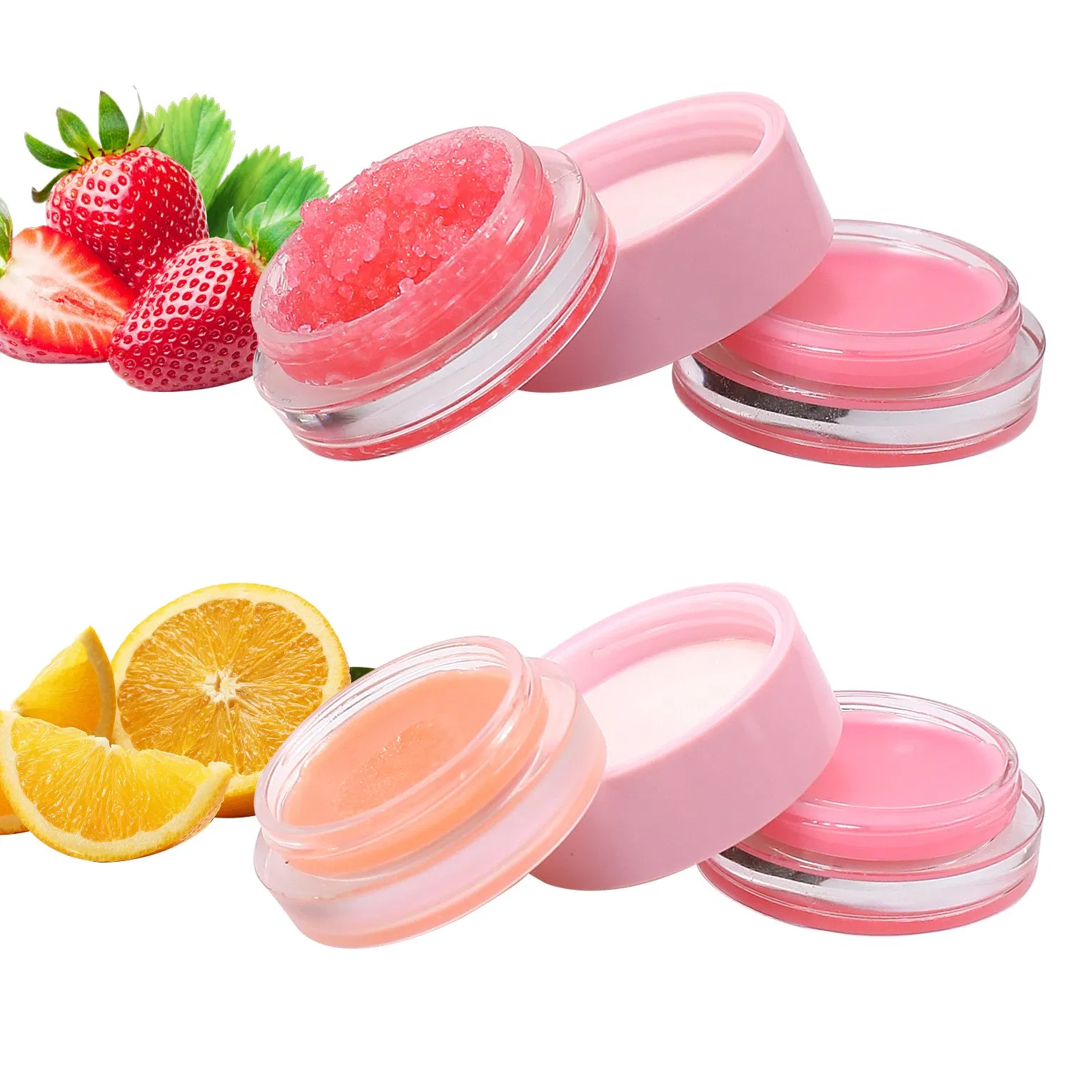 6 Fruit Double-Deck OEM Lip Care Scrub Large/Small Particle Lip Scrub+Lip Mask Clean and Moisturizing Wholesale Lip Scrub