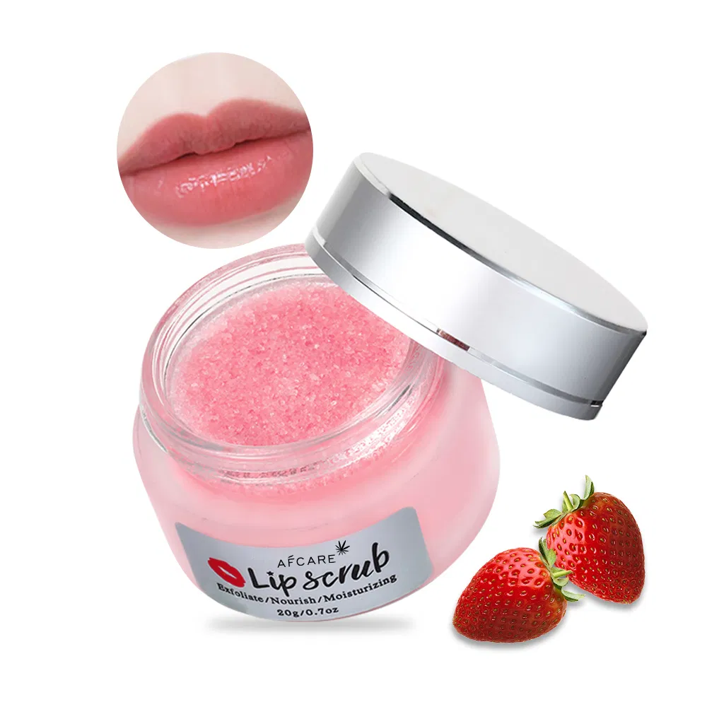 Moisturizing Exfoliating Skin Care Strawberry Flavor Pink Body Face Lip Scrub
