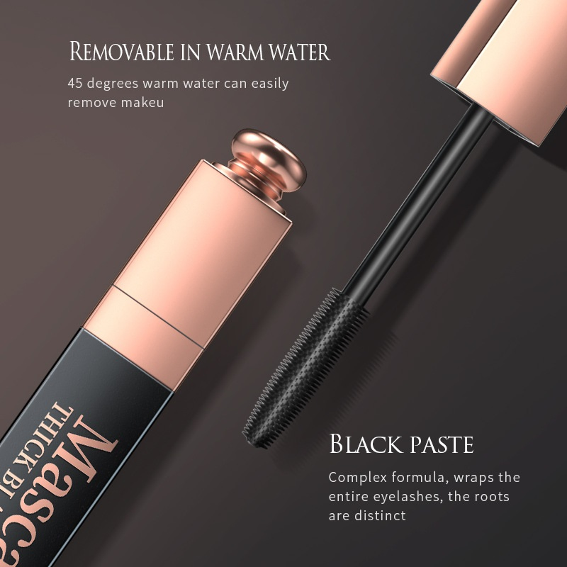 Y307 European and American Beauty Makeup Qic Rose Gold Square Tube Mascara 4D Waterproof, Long-Lasting, Thick, Long-Lasting, No Fading, No Blooming