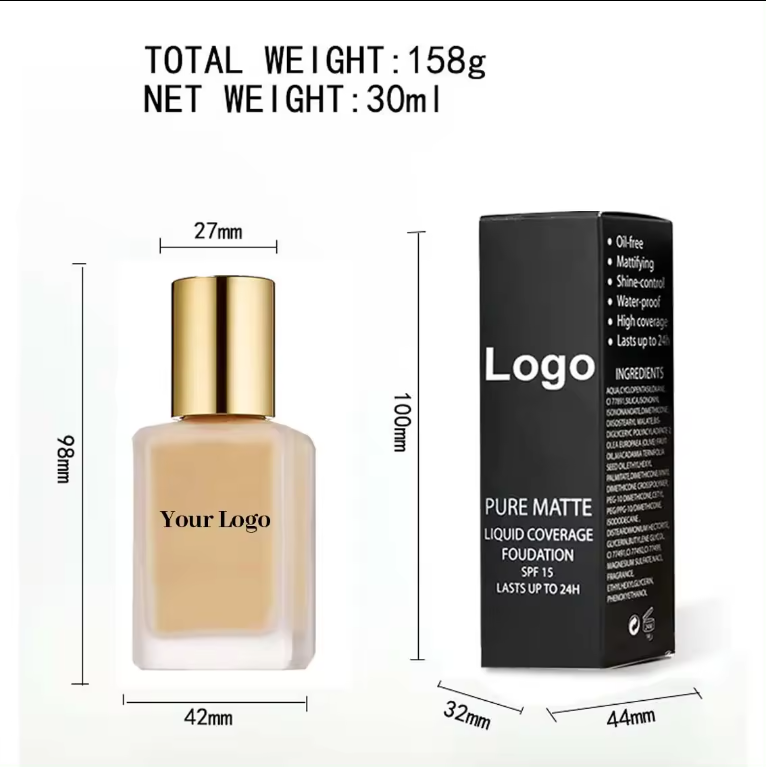 Custom Logo Makeup Vegan Sunscreen Waterproof Long Lasting Full Coverage Private Label Liquid Matte Foundation for Black Women