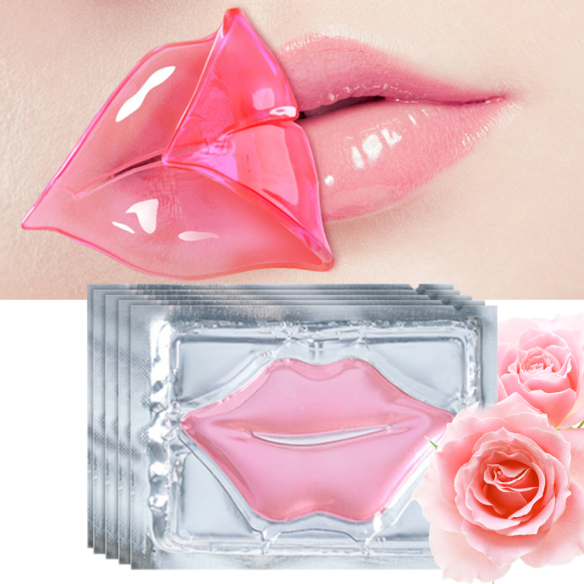 Korean Organic Vitamin C Aloe Vera Lipmask Moisturizing Crystal Sheet Sleeping Collagen Mask Vegan Whitening Feature Beauty