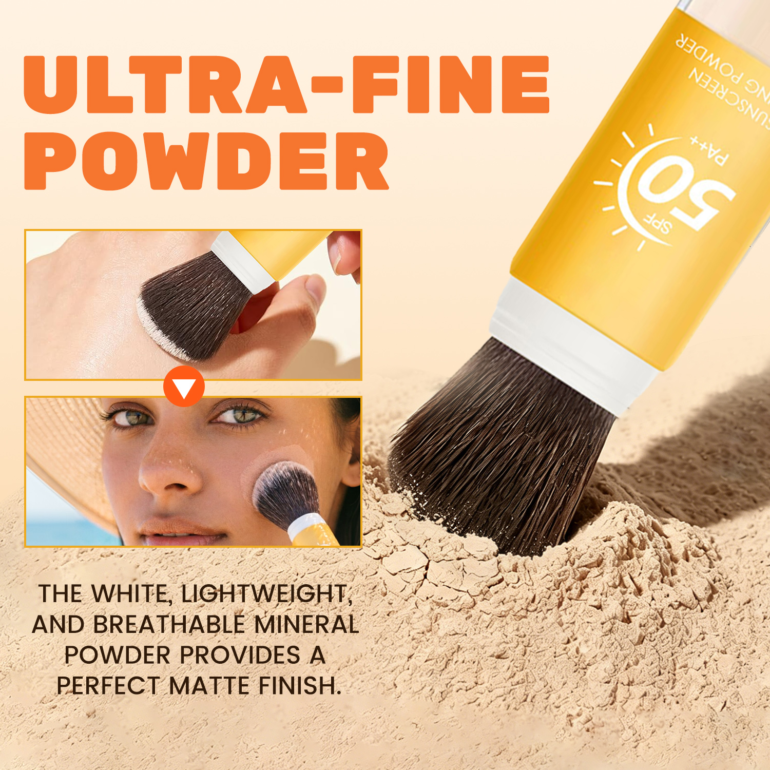 SPF50 PA++ Sunscreen Setting Powder-Eco-Friendly Matte Finish Oil Control &amp; Waterproof 8g Mineral Makeup For Face