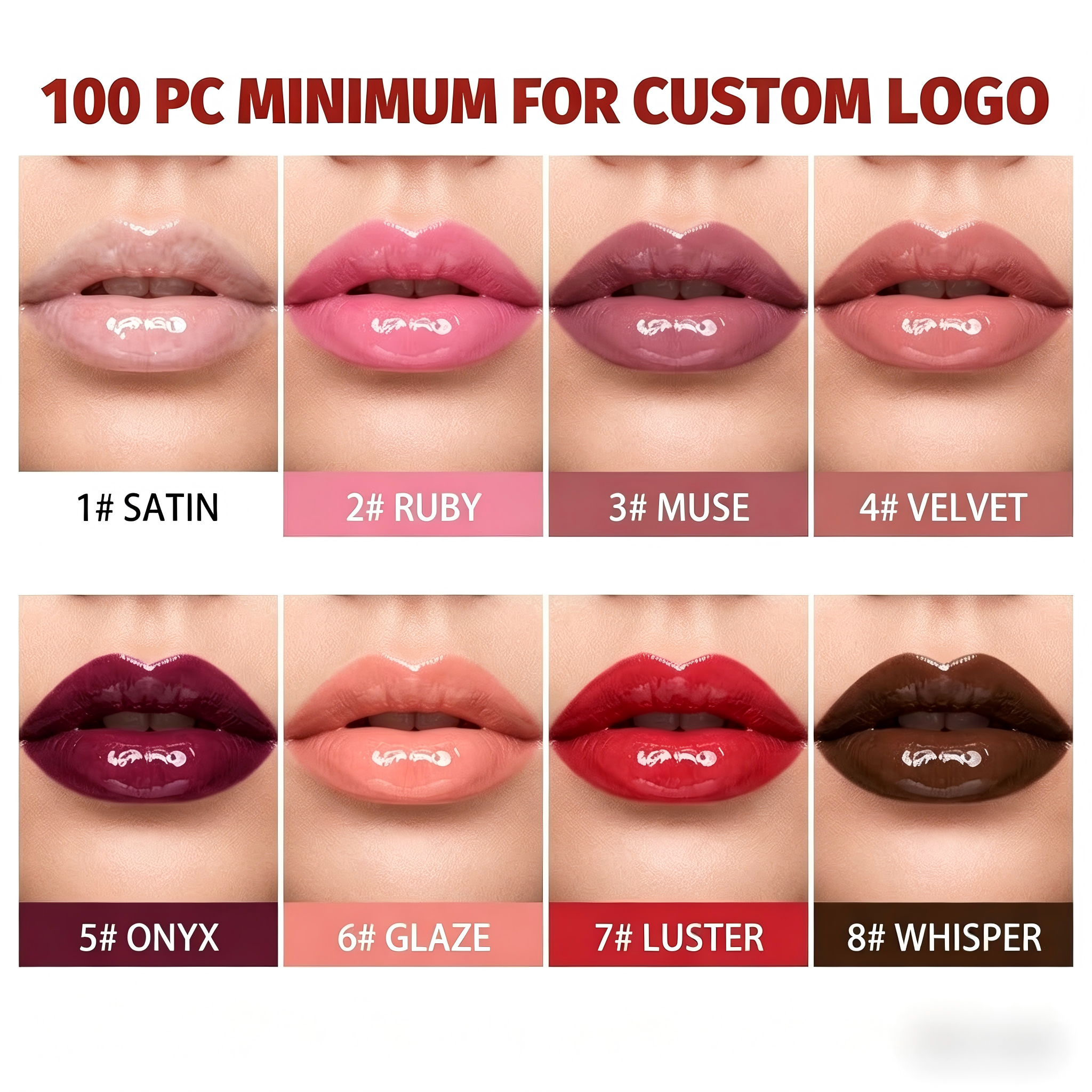 5piece Custom Logo Hydrating Liquid Lip Balm High Shine Non-Sticky Long-Lasting Waterproof Moisturizing Vegan Private Label