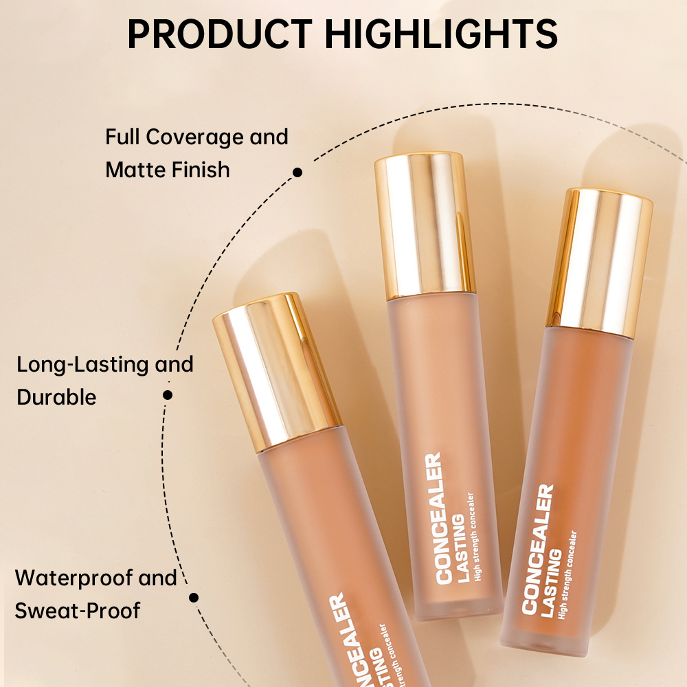 Private Label Vegan Full Coverage High Strength Long Lasting Smooth Fine Lines Waterproof Liquid Matte Concealer Makeup