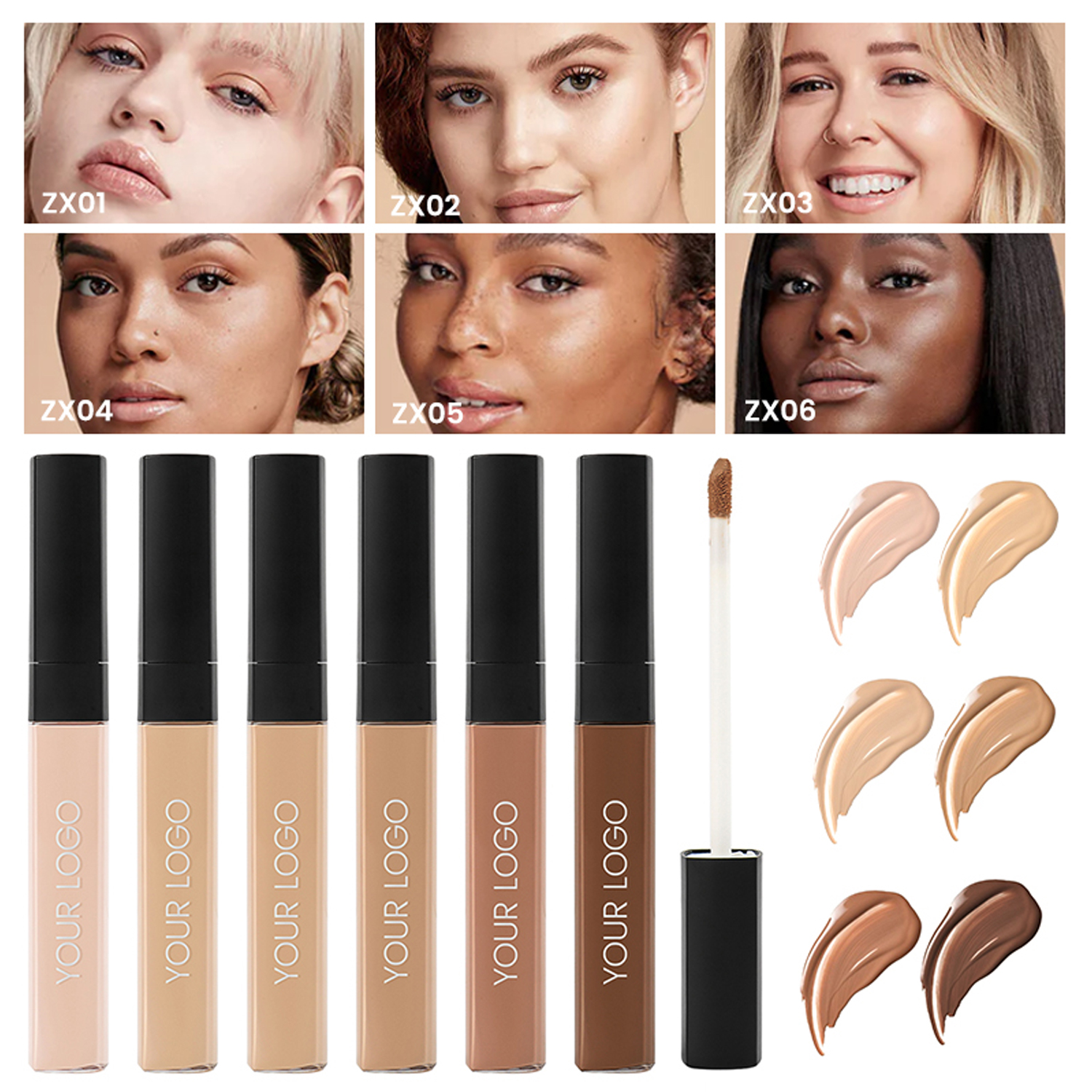 Private Label Custom Full Coverage Liquid Concealer Palette Moisturizer Oil-Control Vegan Formula-Natural Brightening Cream for