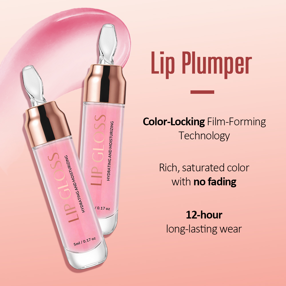 Private Label Natural Lip Care Products Pink Hyaluronic Acid Moisturizing Lip Gloss Lip Oil Plumping Effect