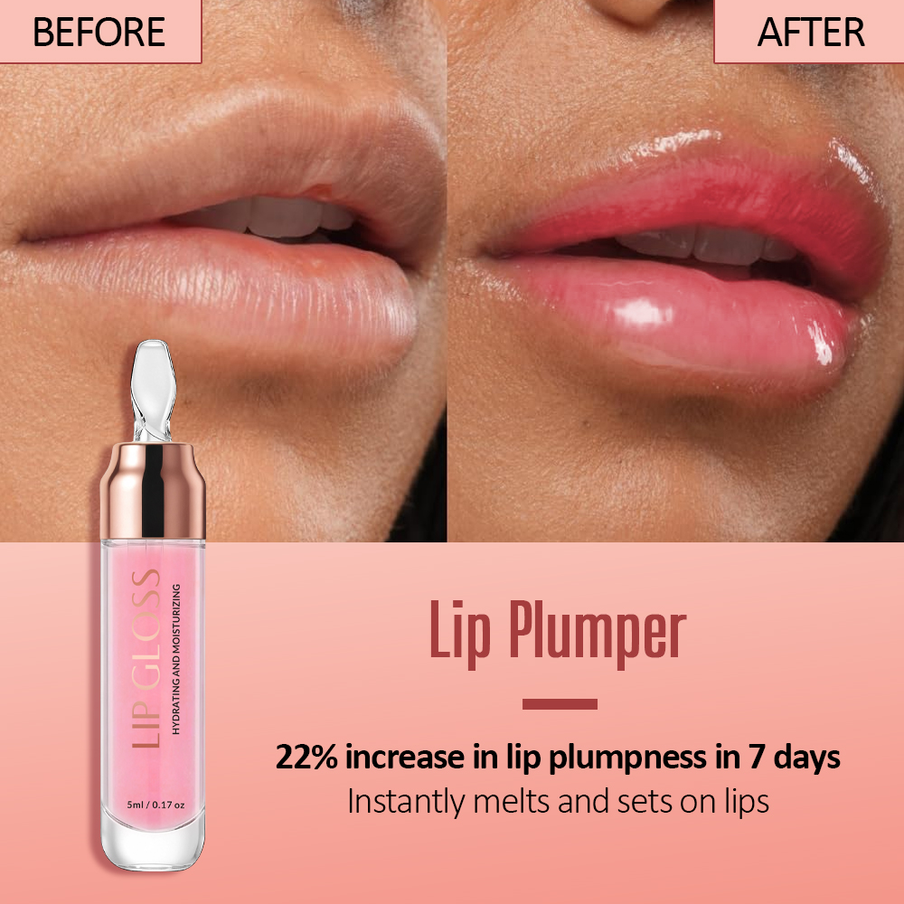 Private Label Natural Lip Care Products Pink Hyaluronic Acid Moisturizing Lip Gloss Lip Oil Plumping Effect