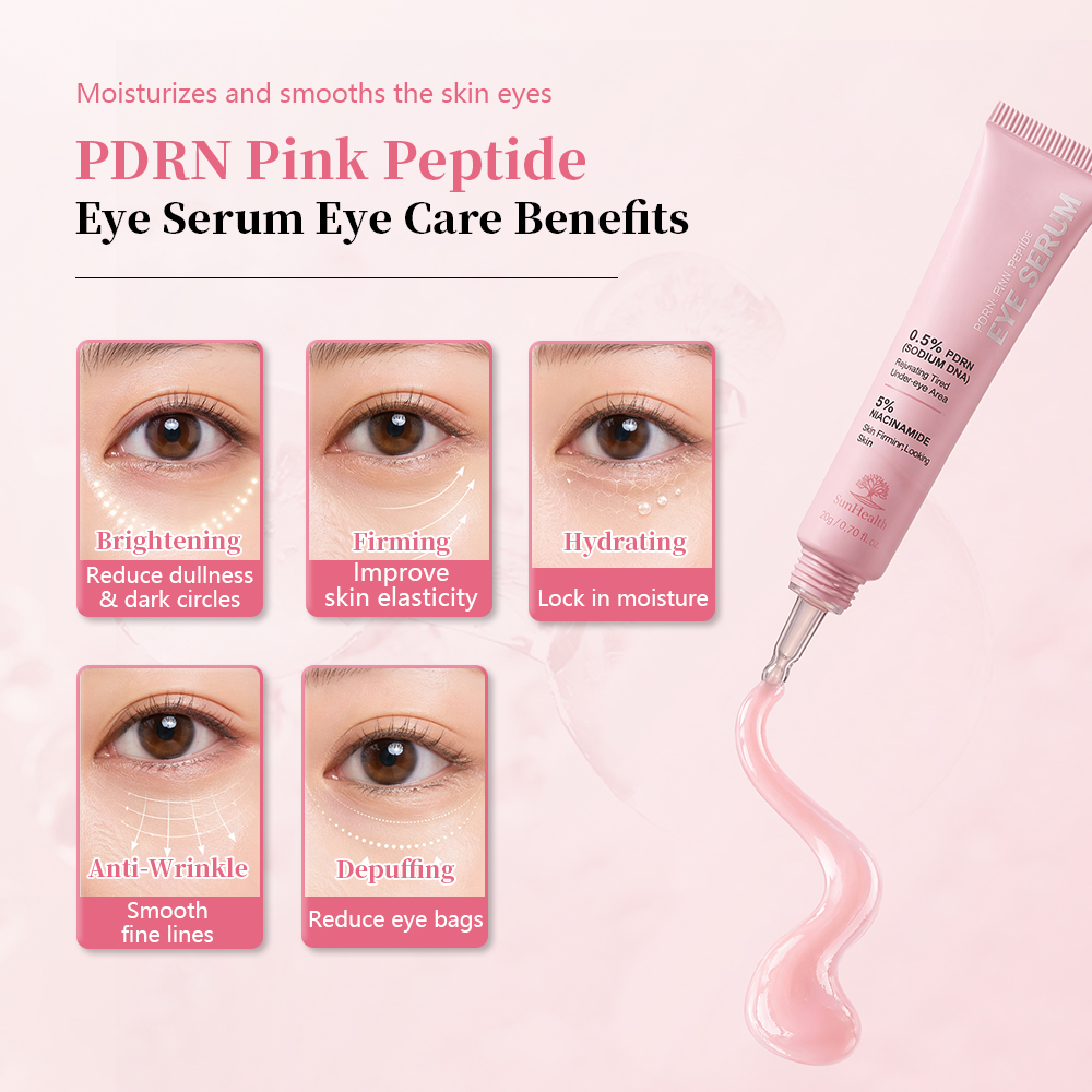 Wholesale PDRN Pink Peptide Eye Serum Anti Aging Eye Cream For Dark Circles Squalane Moisturizing Lifting Firming Private Label