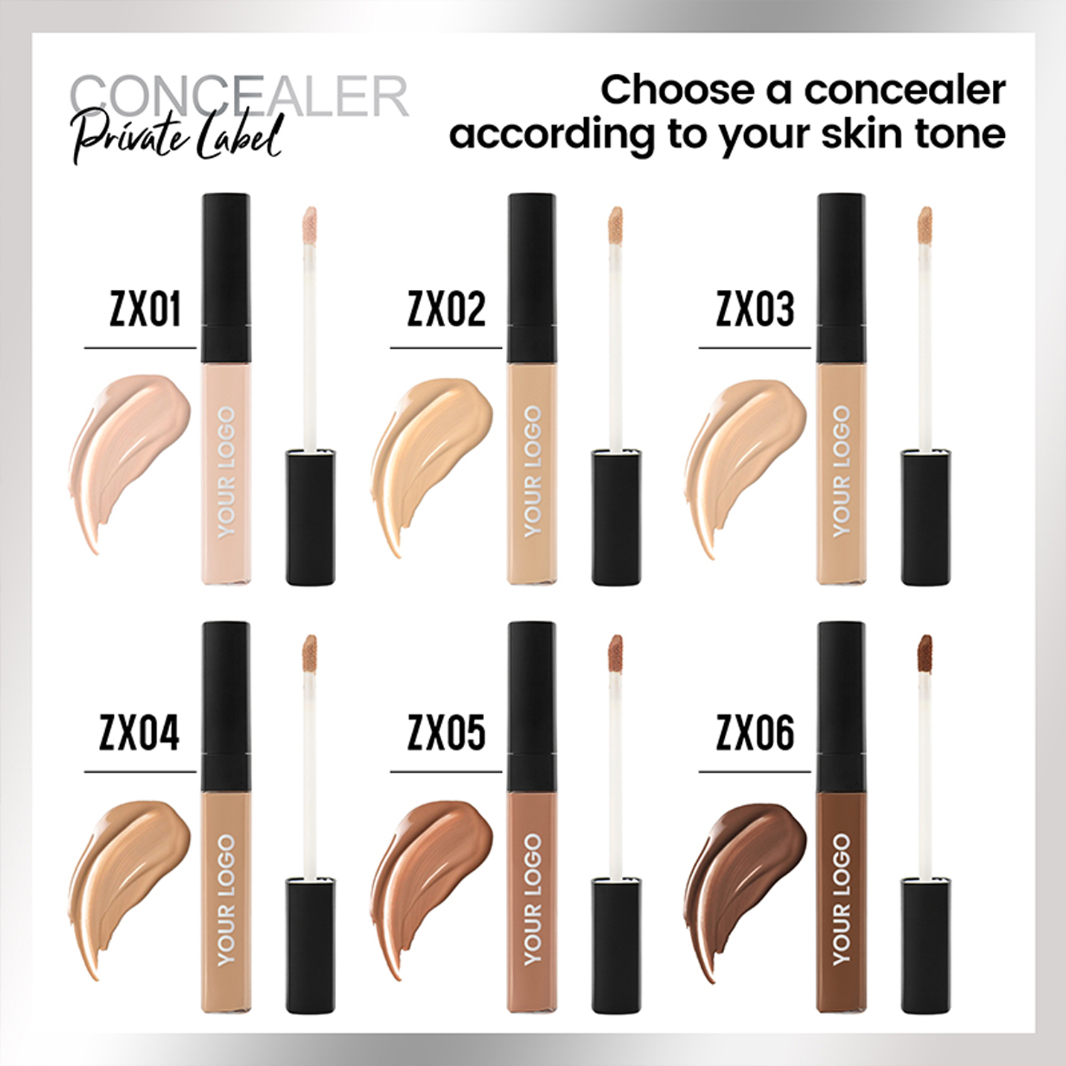 Private Label Custom Full Coverage Liquid Concealer Palette Moisturizer Oil-Control Vegan Formula-Natural Brightening Cream for