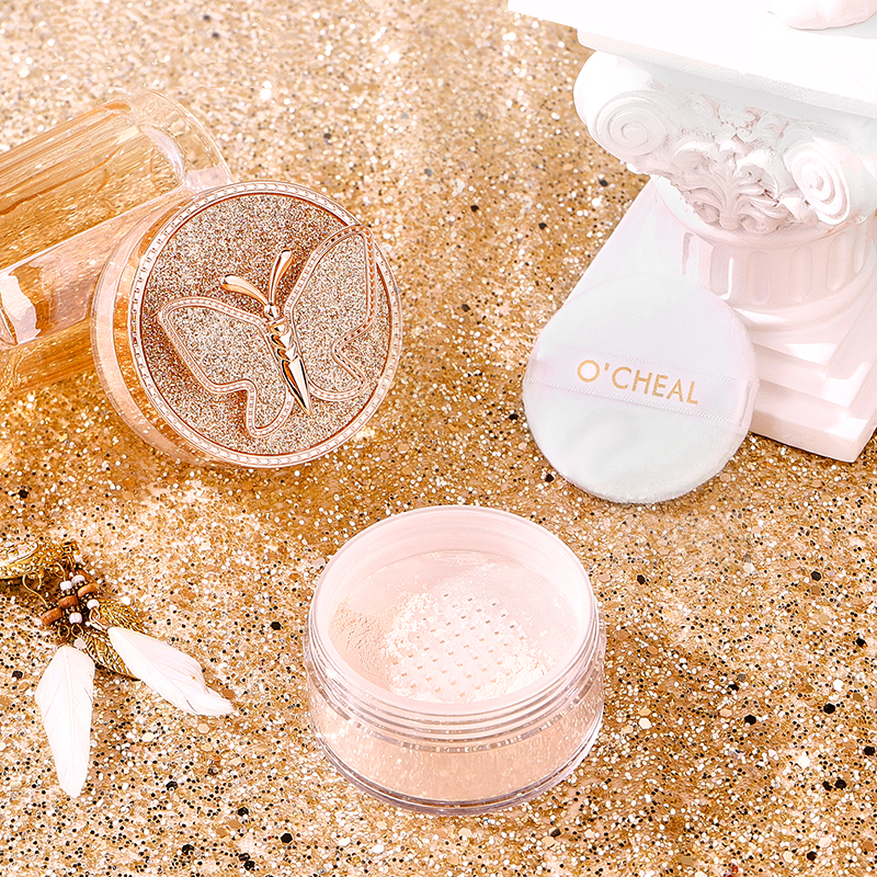 OCHEAL Waterproof Lasting Make up Powder Face Matte Setting Butterfly Loose Powder Makeup Foundation Matte Loose Powder